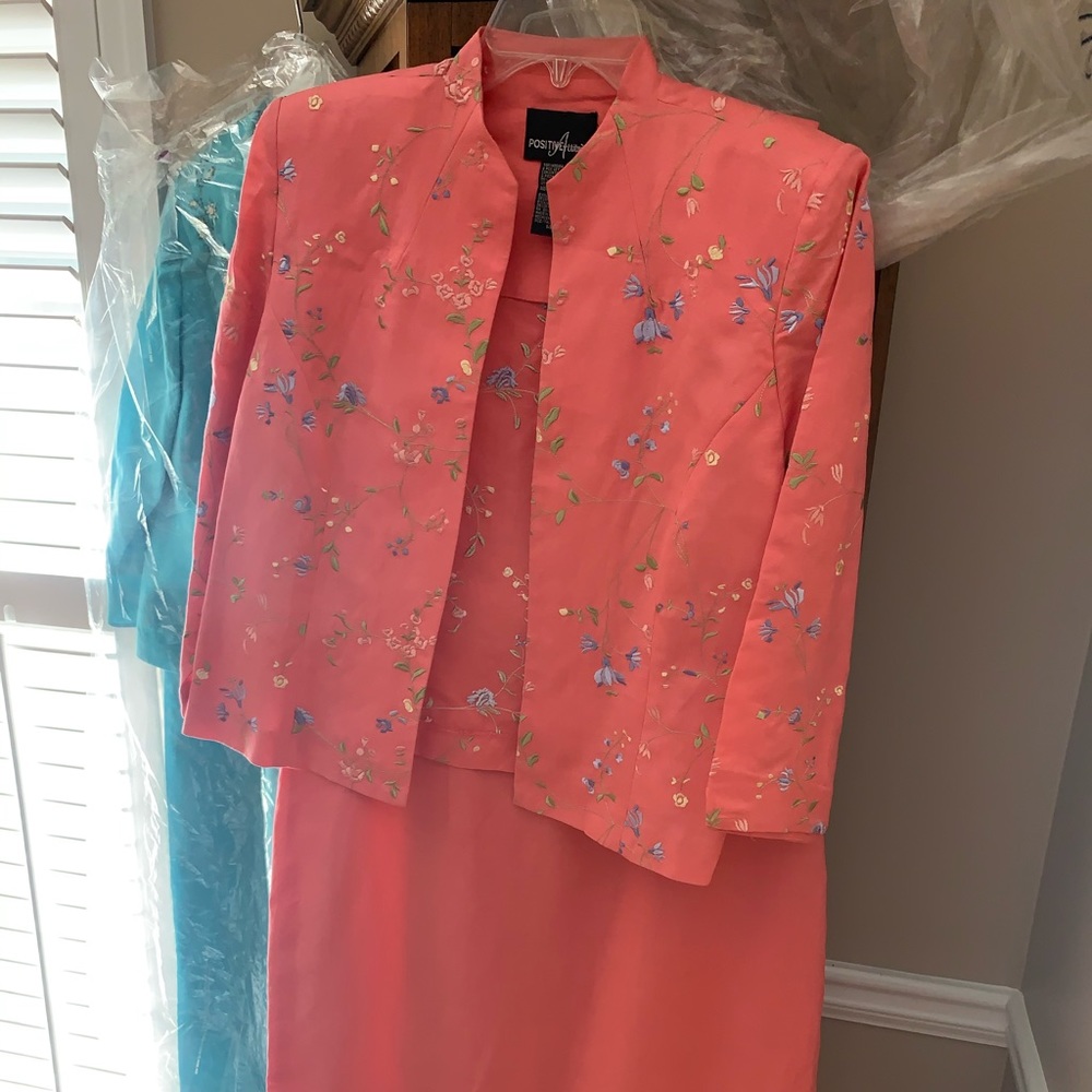 2 piece women’s linen long dress, salmon color